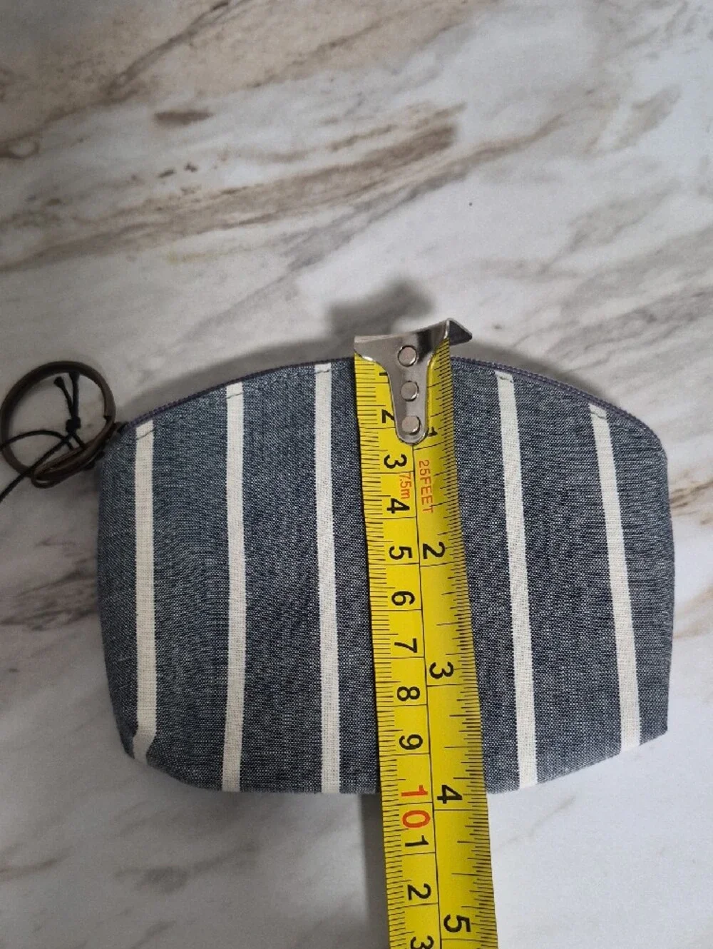 Malia Gray & White Striped Coin Pouch with Key Ring - Picture 7 of 7